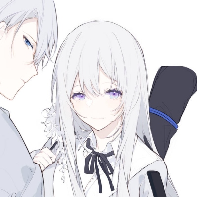 高清超甜的白发动漫人物情侣头像图片