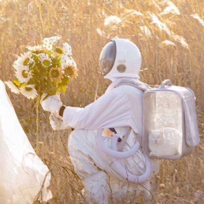 高清唯美的太空人情侣头像一左一右图片