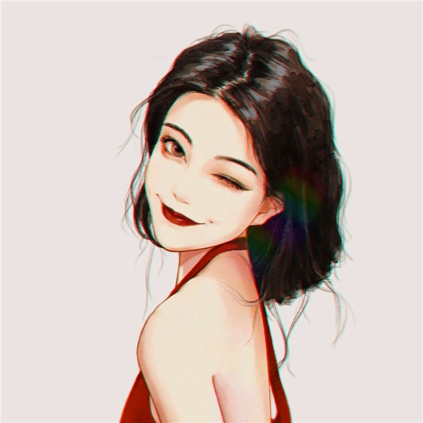 高清超火的手绘红衣姐姐头像图片