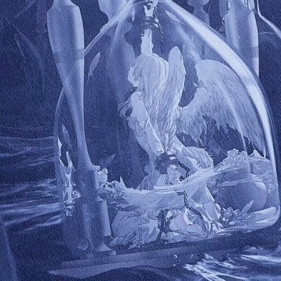 忧郁系的蓝色系女生头像二次元高清图片